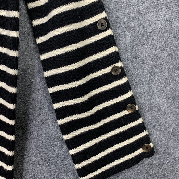 Madewell Striped Merino Wool Button Up Sleeves Sweater Dress Black Cream XXS - Picture 5 of 13
